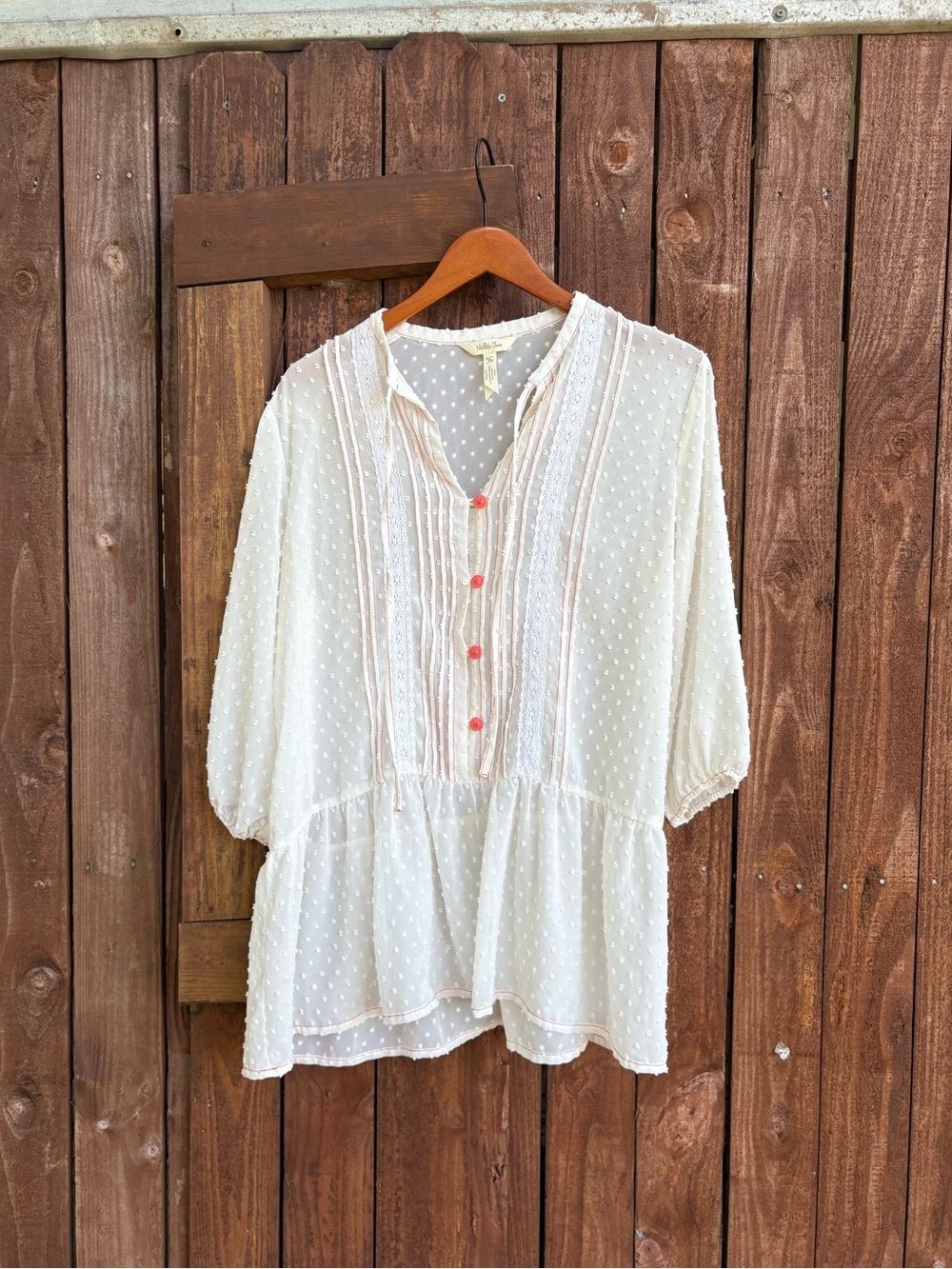 Matilda Jane White Sheer Boho Swiss Dot Blouse
